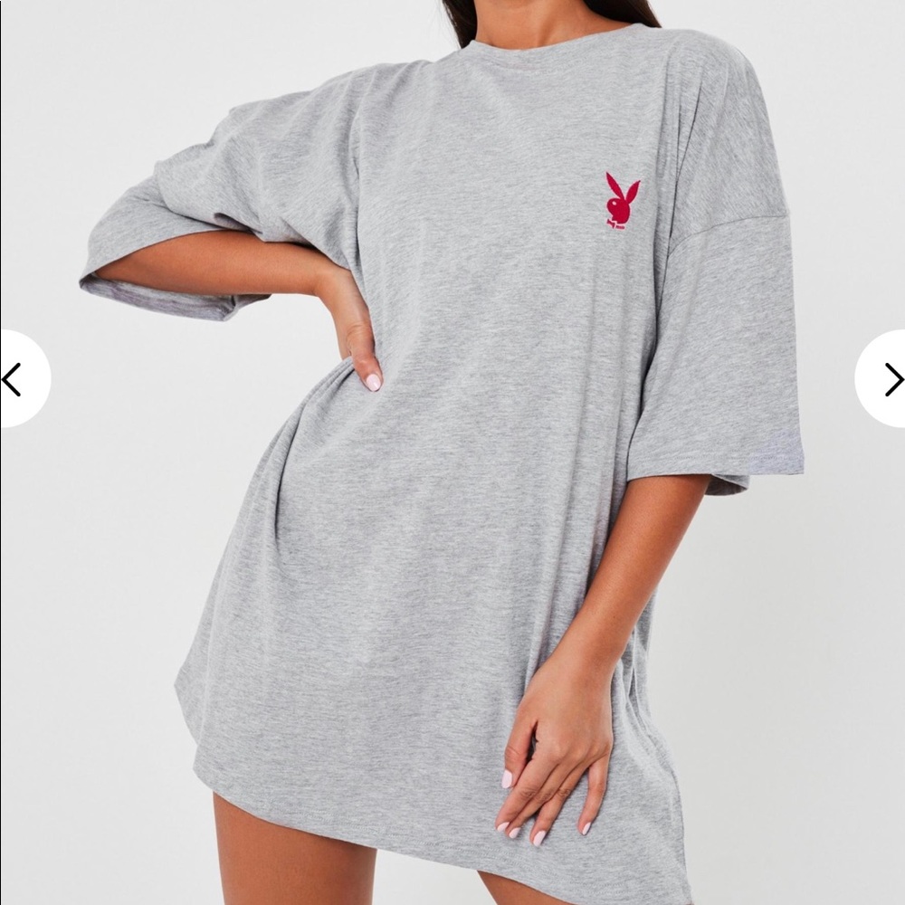 Playboy Grey Graphic T-Shirt Dress - Picture 4 of 5